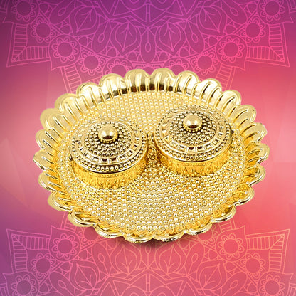 Puja Thali – Round Kumkum Holder for Festivals & Gifts – detail view