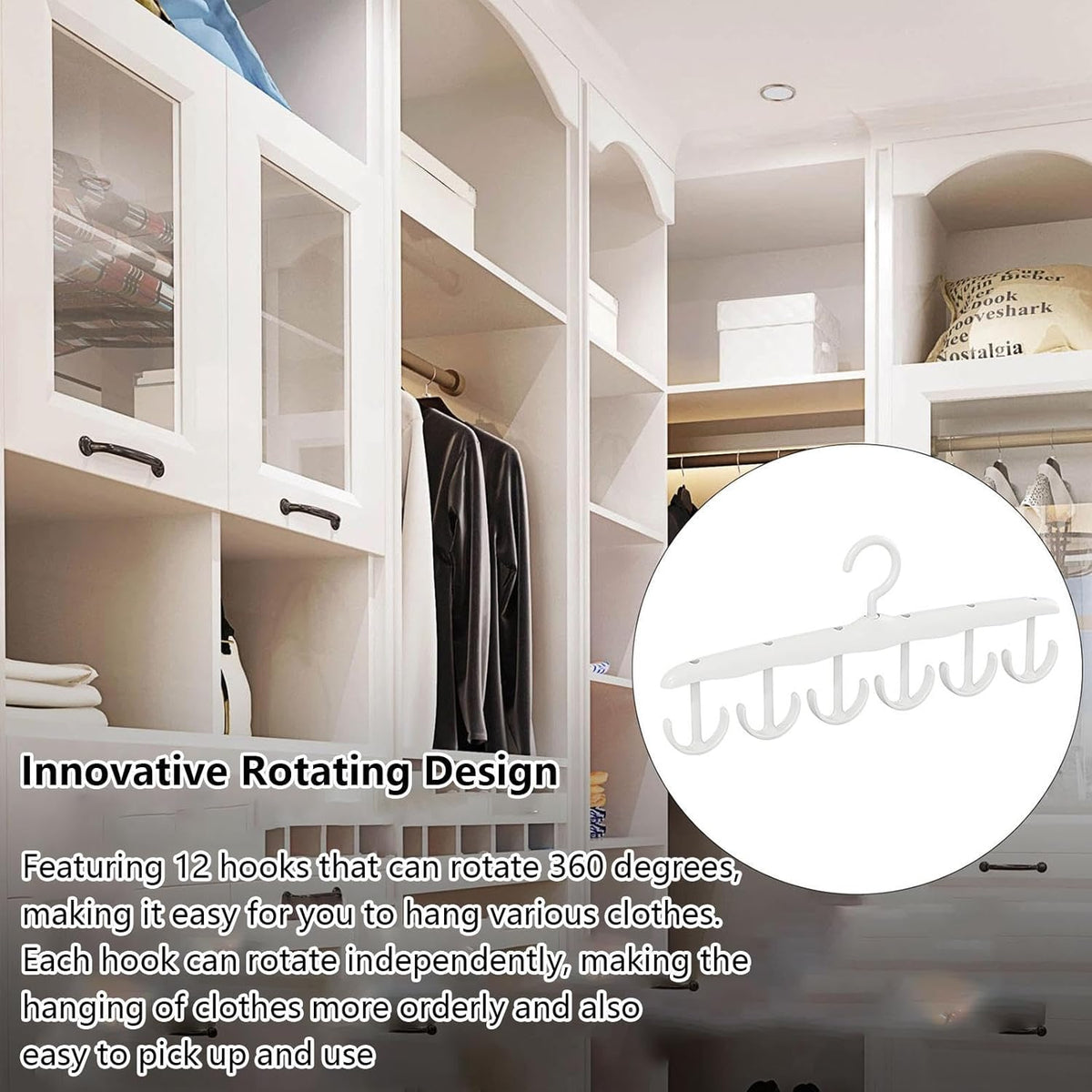 Tank Top Hanger – 12-Hook Rotating Closet Organizer – view 7
