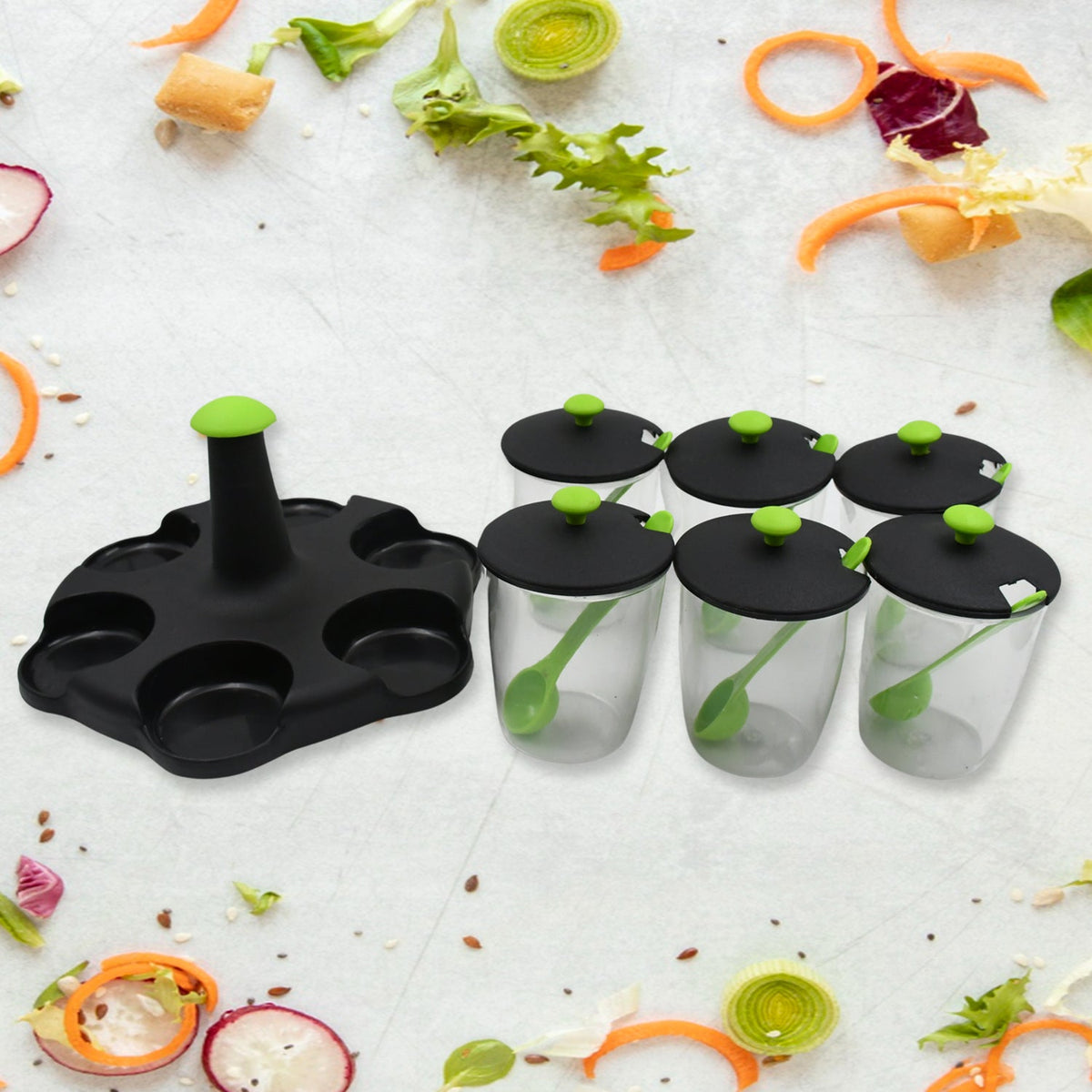 Revolving Spice Rack – 6-Piece Masala Container set – detail view