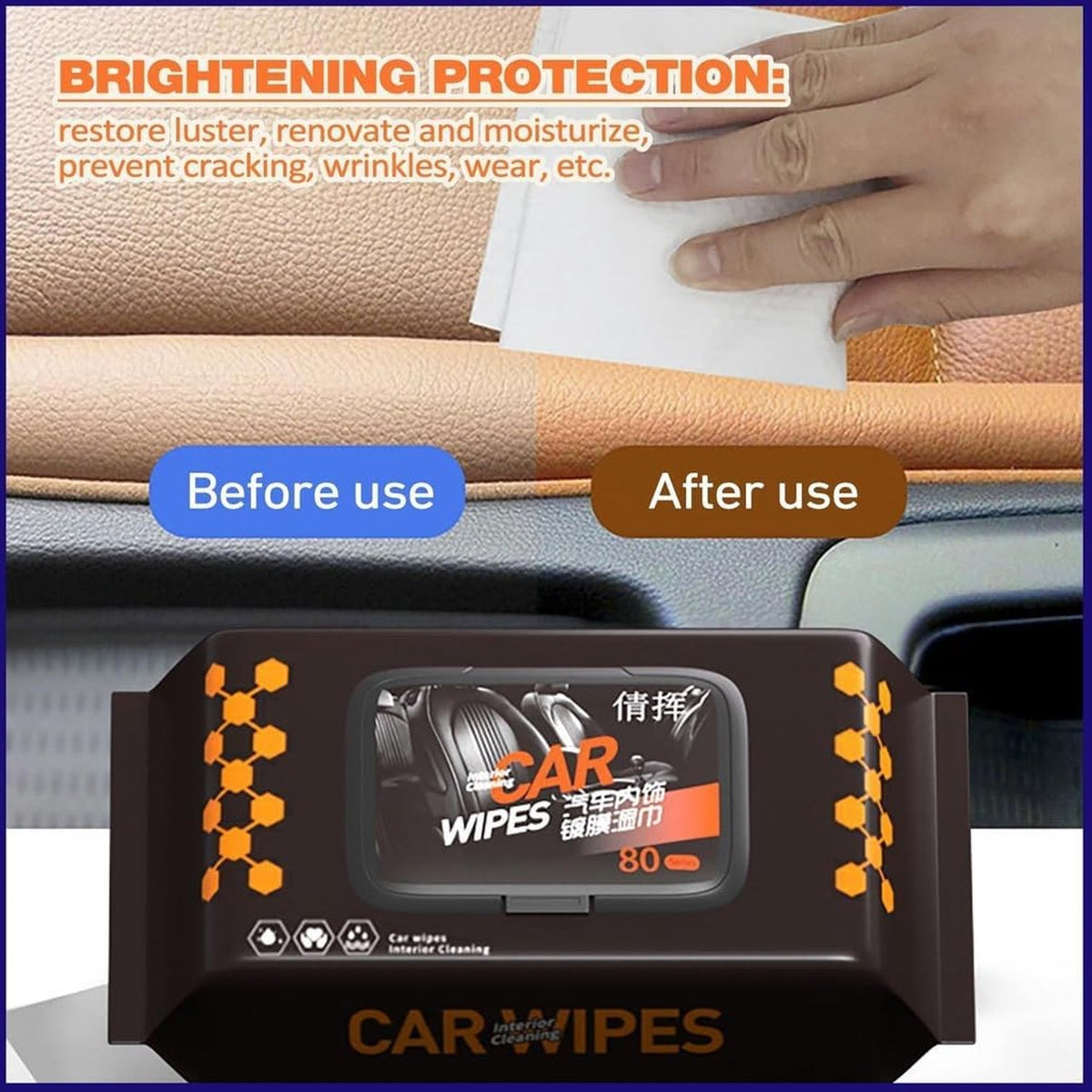 Car Cleaning Wipes – Dashboard & Interior Polish (80 Pcs) – detail view