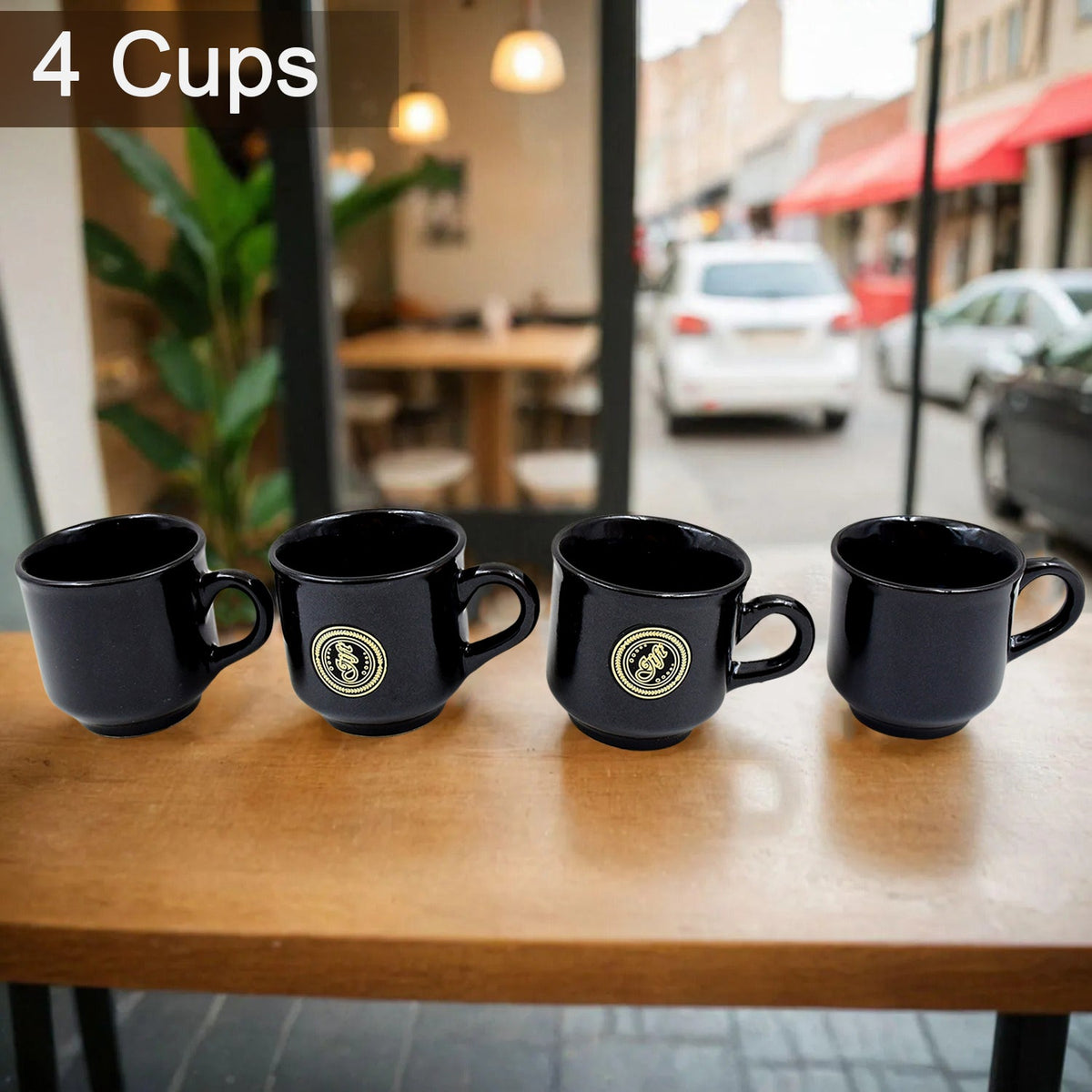 Ceramic Tea Cup set – 8-Piece with Leaf Serving Bowls – close-up