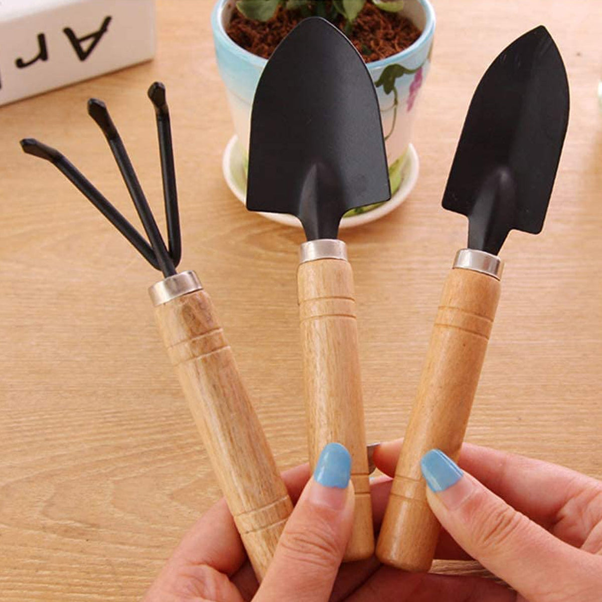Garden Tool set – 3-Piece Hand Cultivator, Trowel & Fork – alternate view