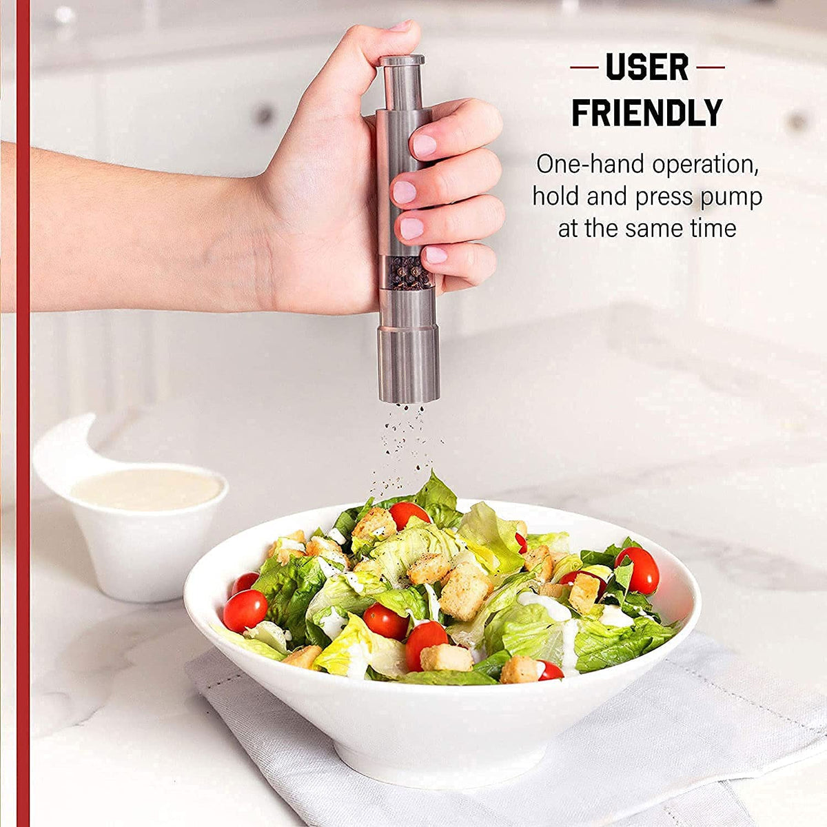 Thumb Press Grinder – Steel Salt & Pepper Mill – view 7