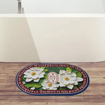 Absorbent Bath Mat – Quick-Dry Anti-Slip Floral Design – close-up