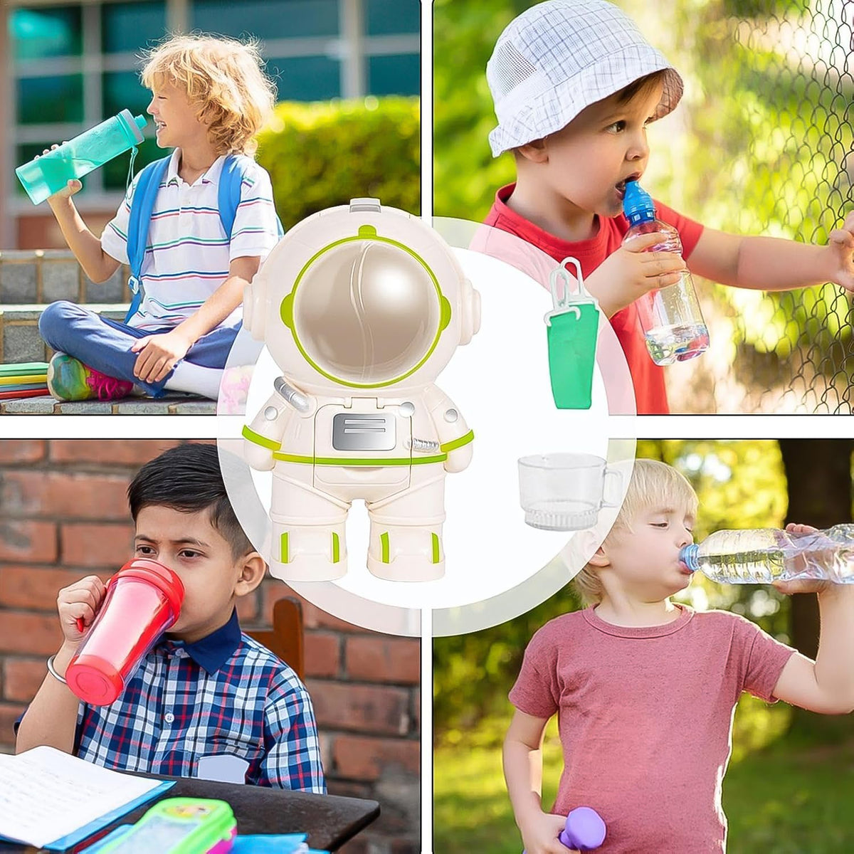 Kids Astronaut Water Bottle – Fun Sipper with Straw & Strap – view 6