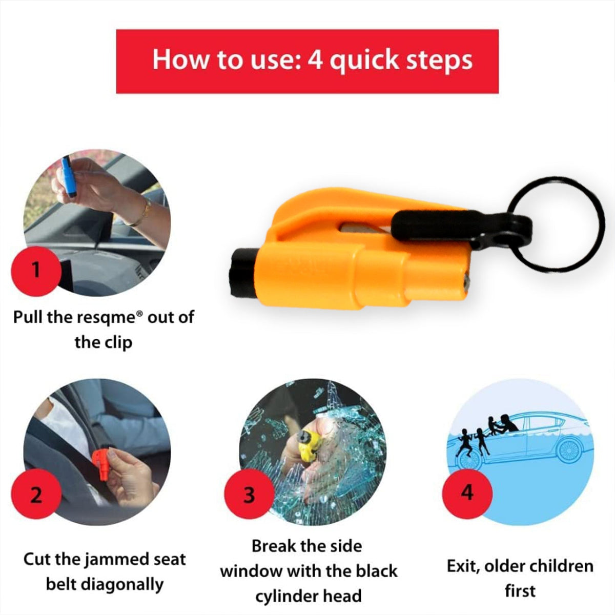 Emergency Safety Cutter – 2-in-1 Car Escape Tool – side view