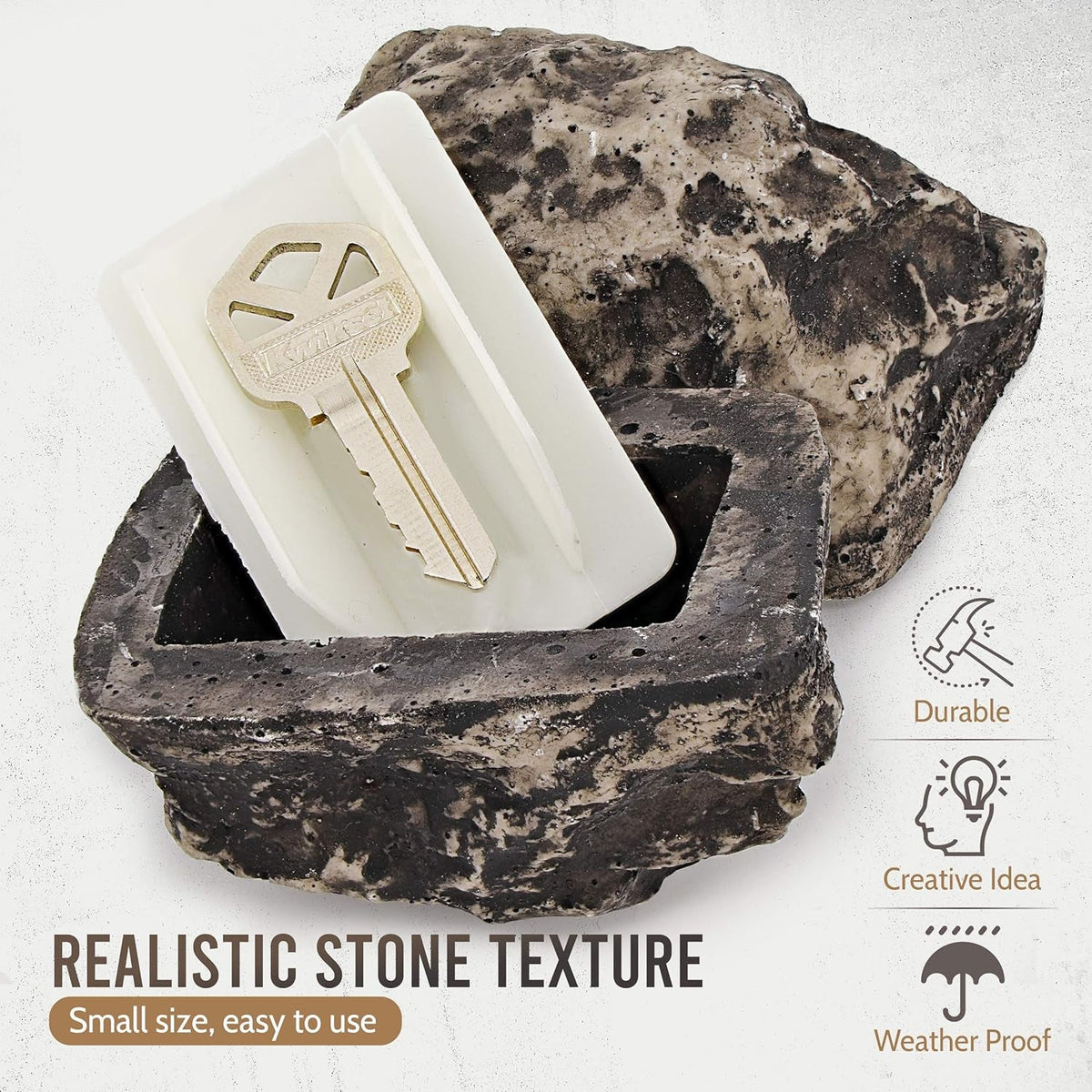 Fake Rock Key Hider – Discreet Outdoor Key Storage – detail view