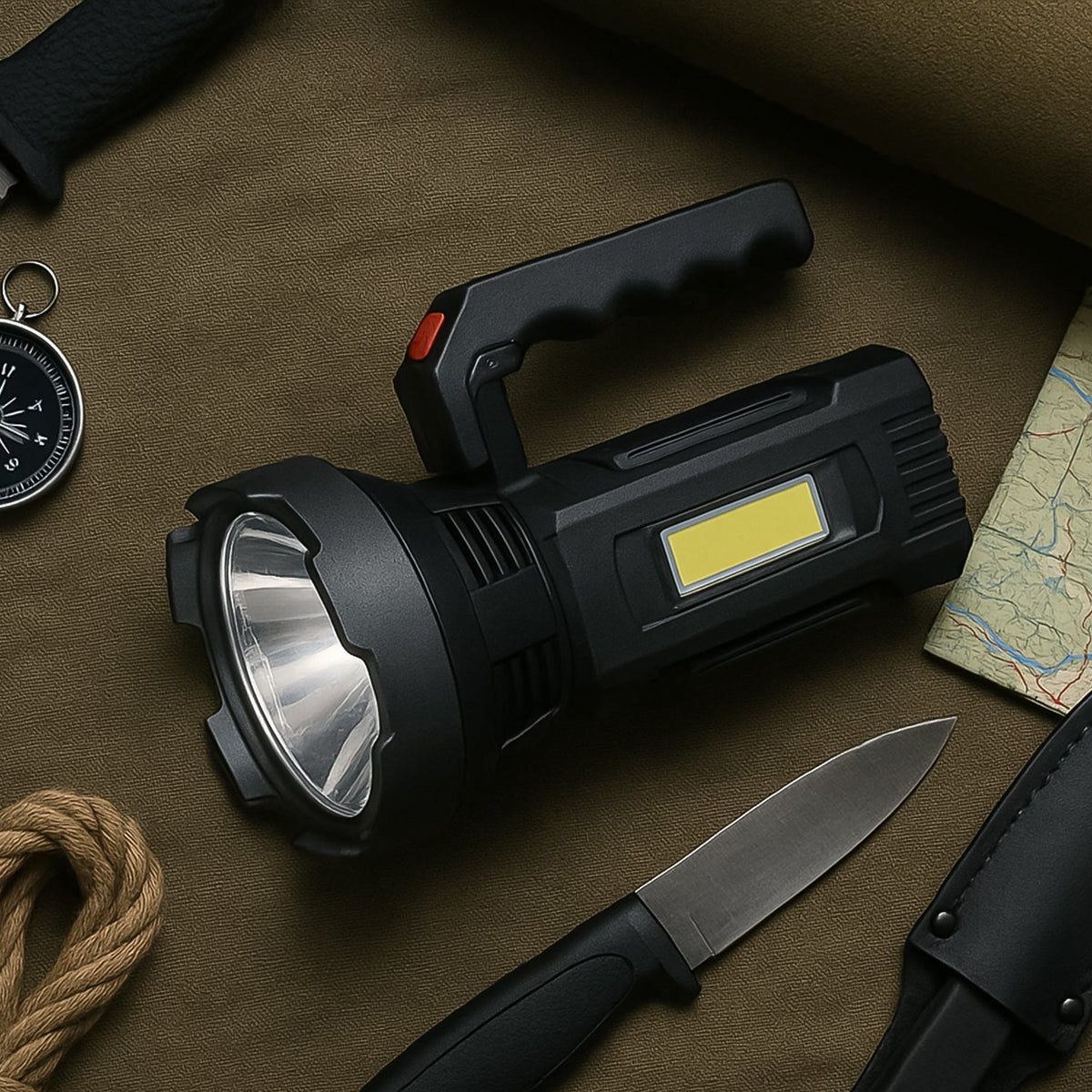 Rechargeable USB LED Hand Torch – Dual Light & Durable – close-up