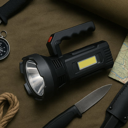 Rechargeable USB LED Hand Torch – Dual Light & Durable – close-up