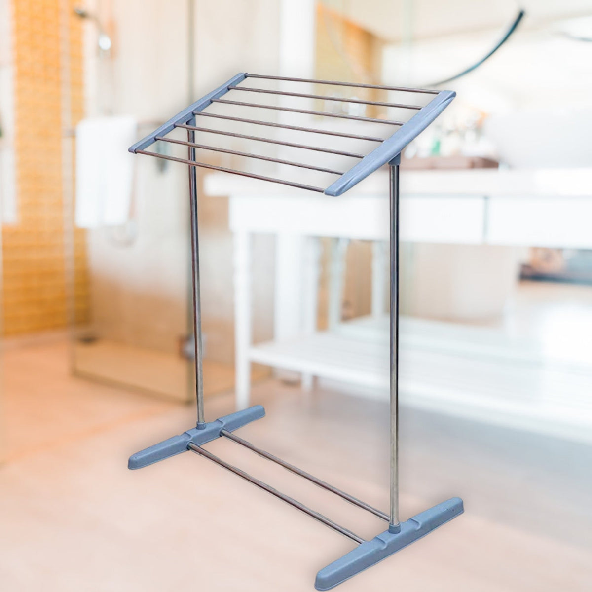 Portable Clothes Drying Rack – Foldable, Steel & Plastic – detail view