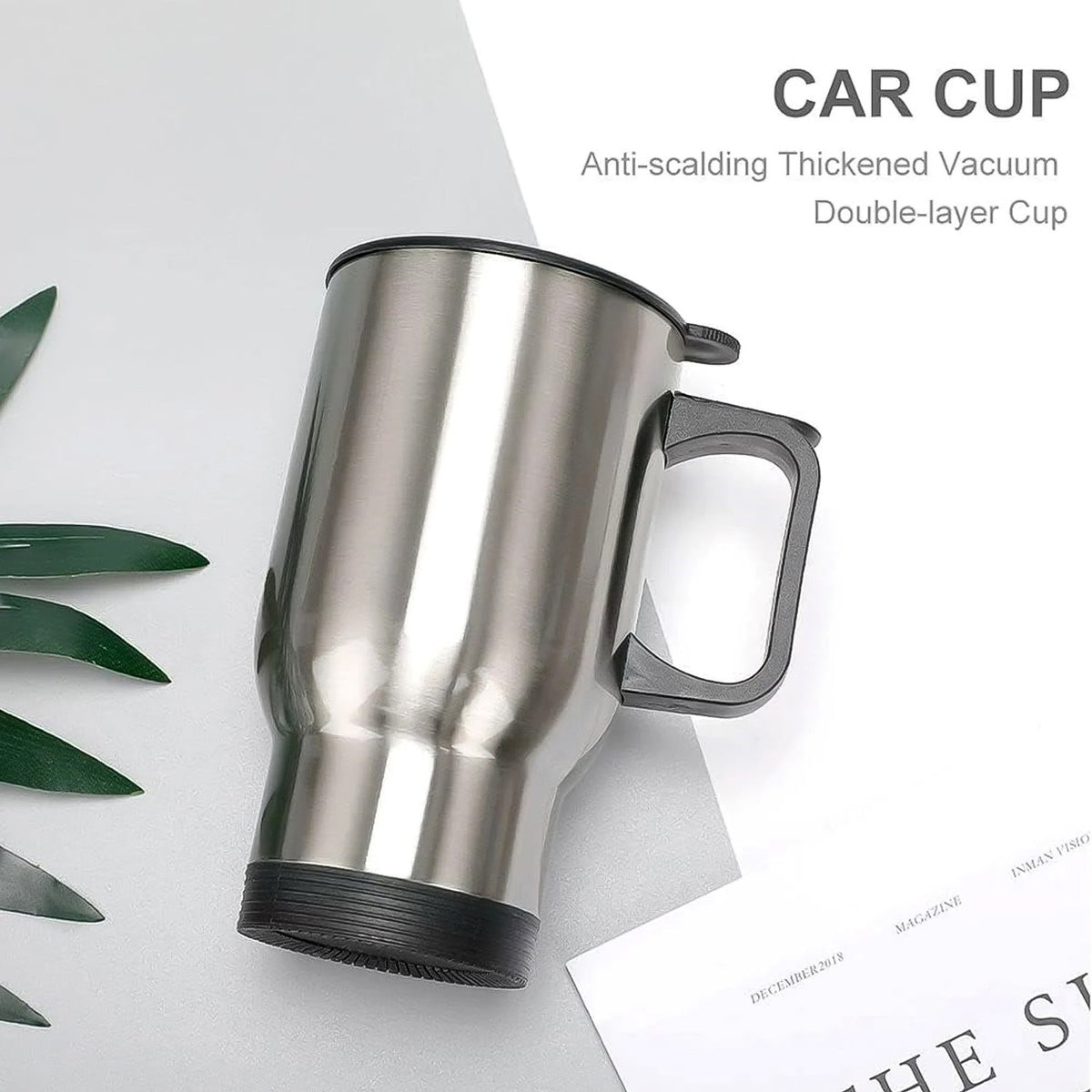 Insulated Coffee Mug – Stainless Steel Travel Cup with Lid – close-up