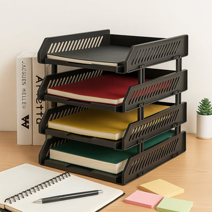 Office File Rack – 4-Layer Desktop Storage with Drawers – close-up