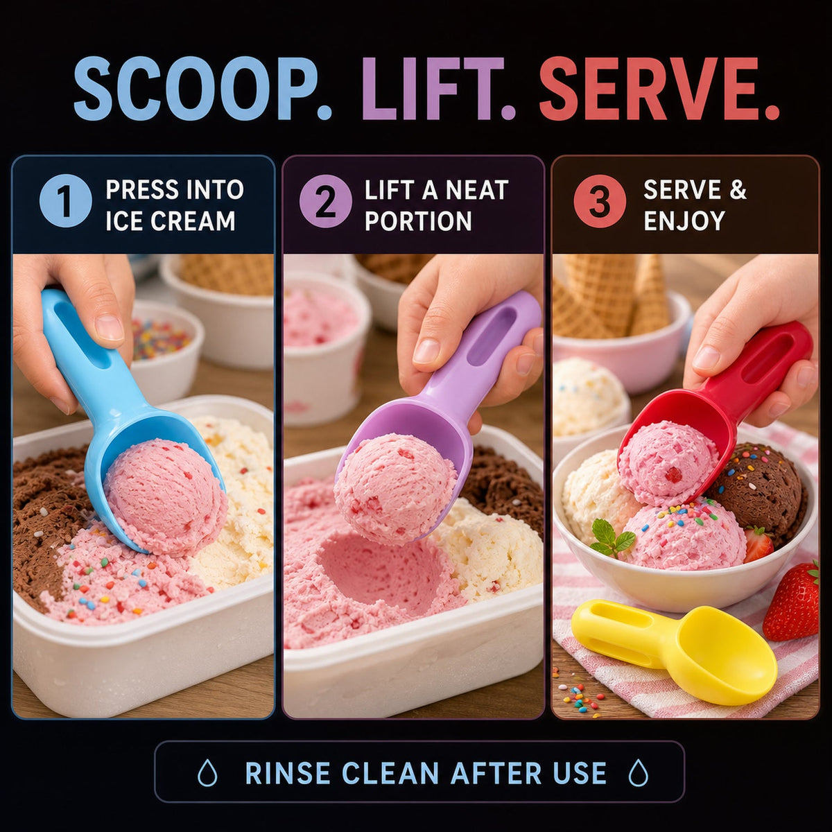 Plastic Ice Cream Scoop – 4 pc Multipurpose Kitchen set – view 10