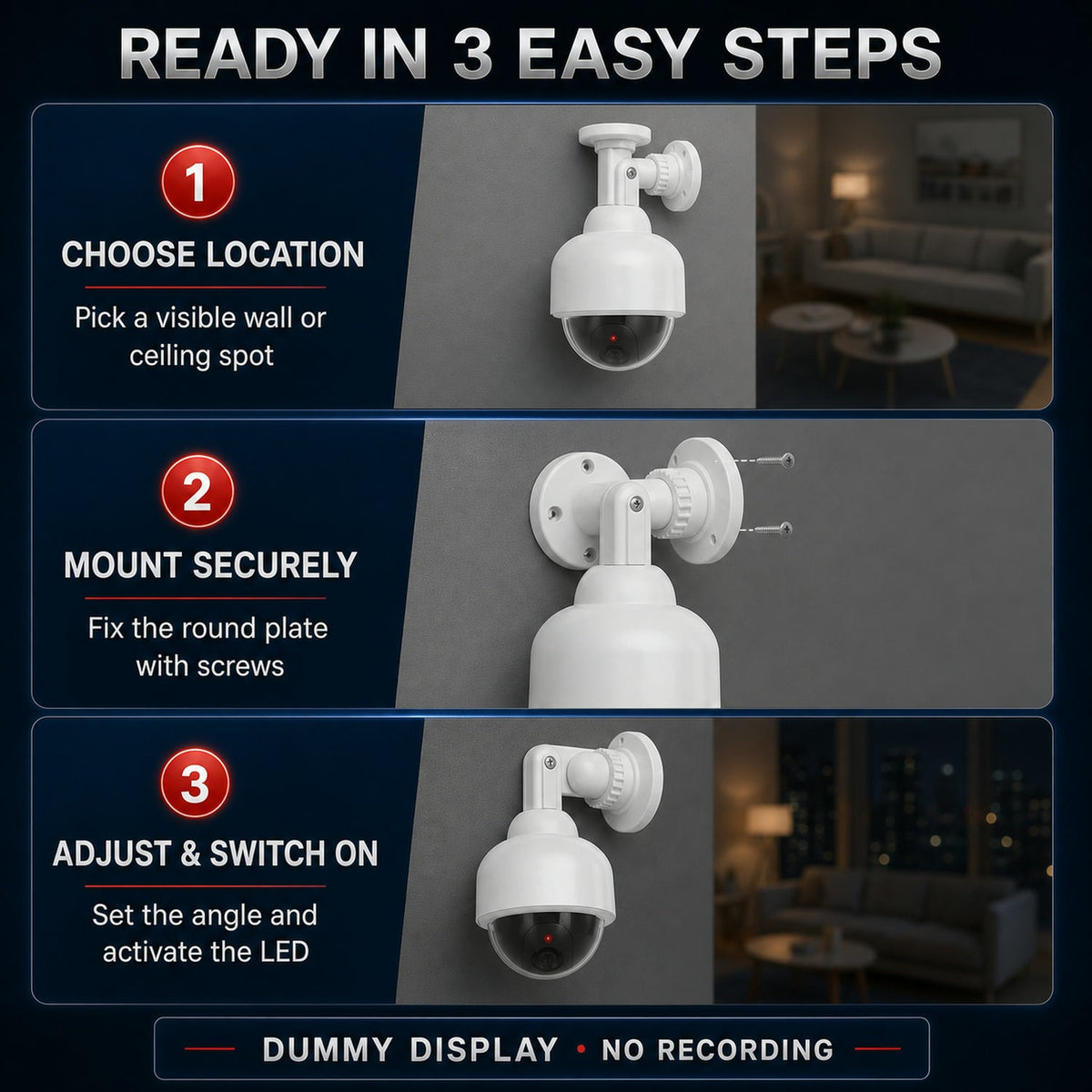Dummy CCTV Camera – Realistic with Flashing LED – view 10