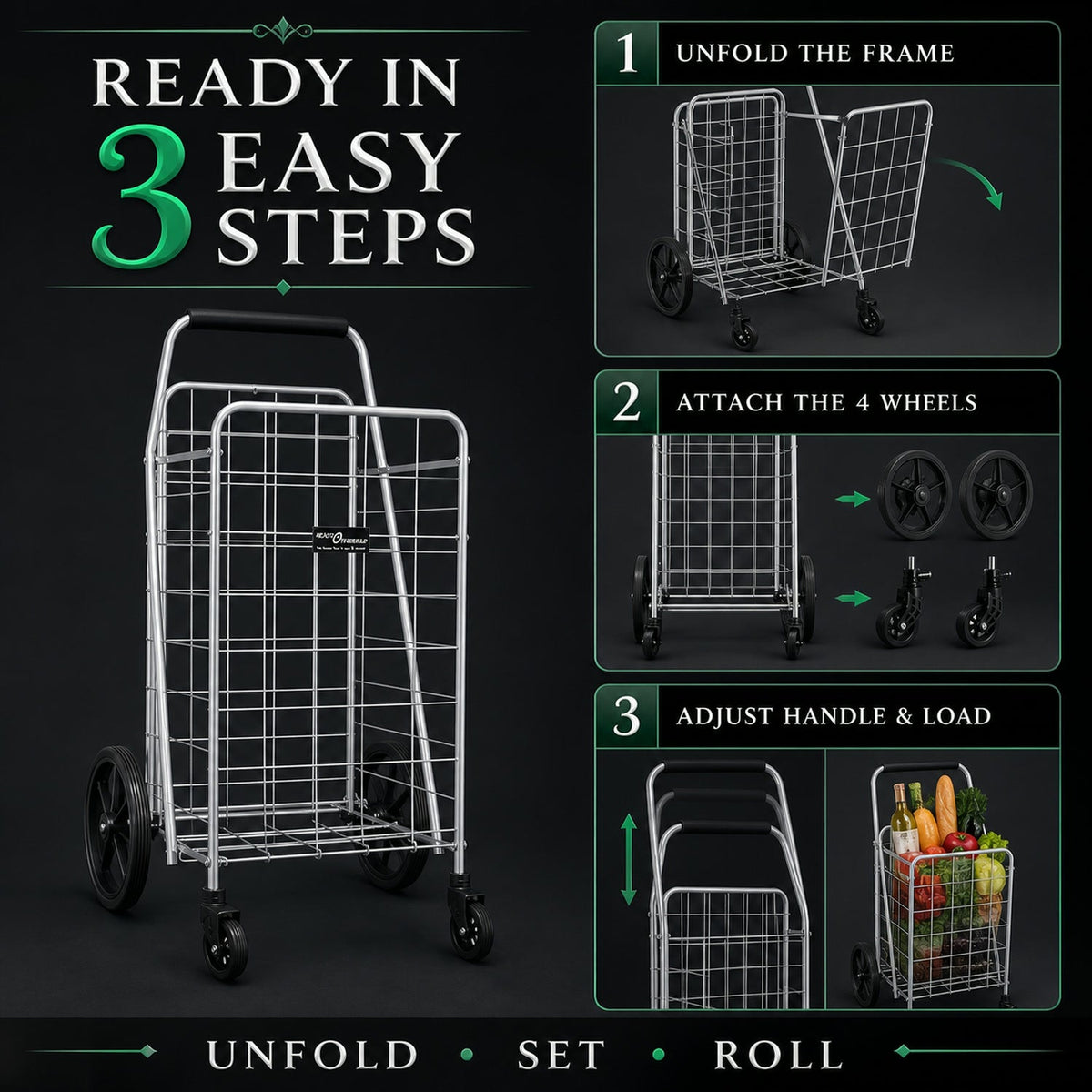 Foldable Shopping Cart – Durable Iron Frame & Dual Swivel – view 16