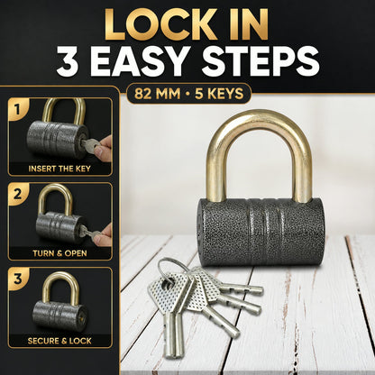 Iron Padlock – 82mm Heavy-Duty Brass Core – view 8