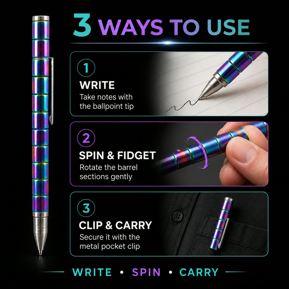 Magnetic Pen – Fidget Spinner & Stress Relief Metal Pen – view 11