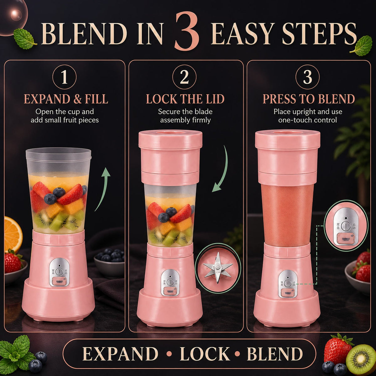 Portable Electric Juicer – 6 Blades 500ml Blender – view 9