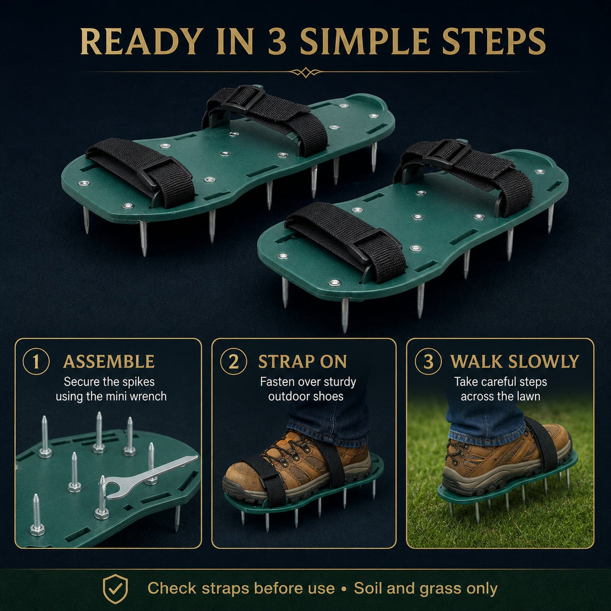 Lawn Aerator Sandals – Spiked Garden Shoes for Healthy Grass – view 12