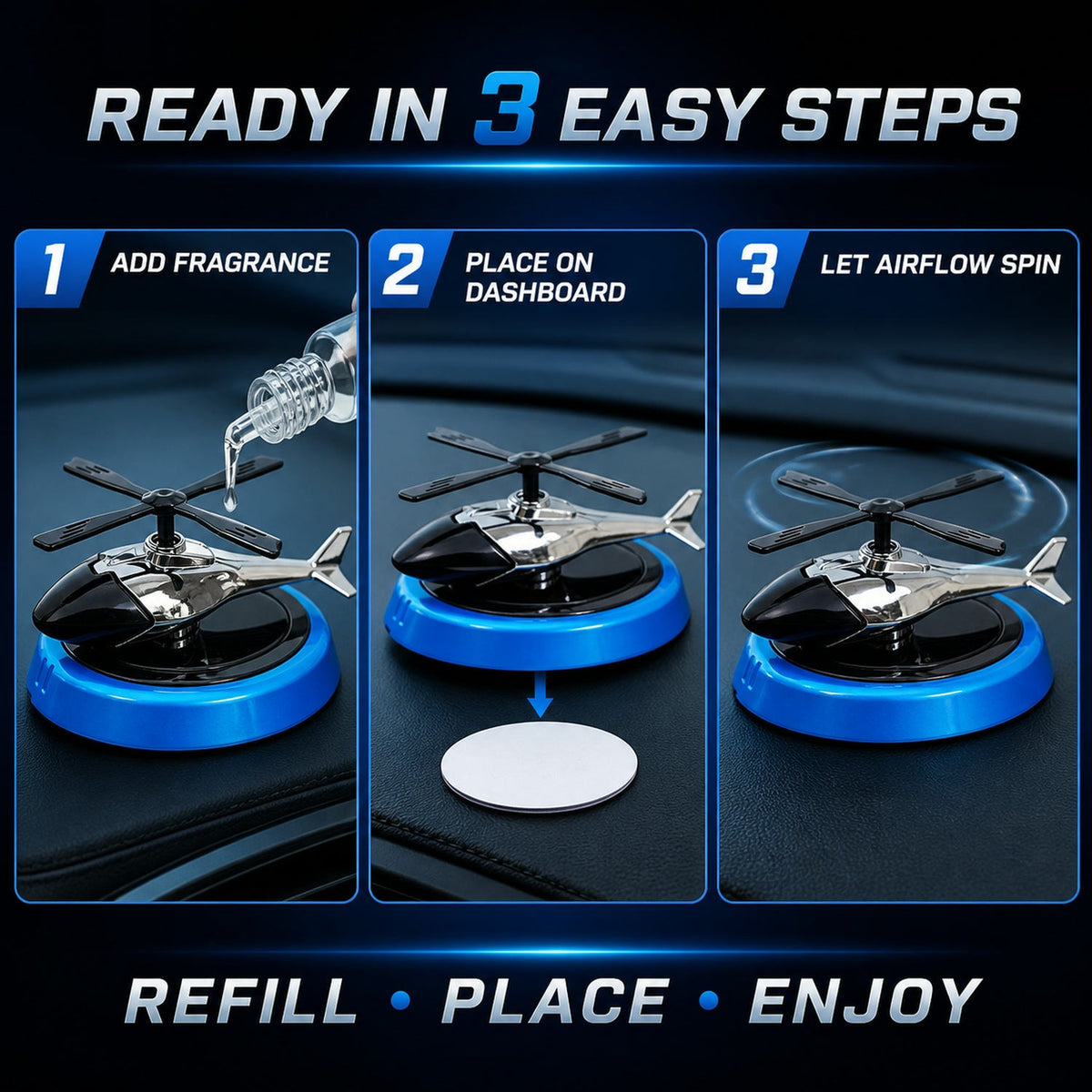 Helicopter Car Air Freshener – Stylish Rotating Dashboard – view 11