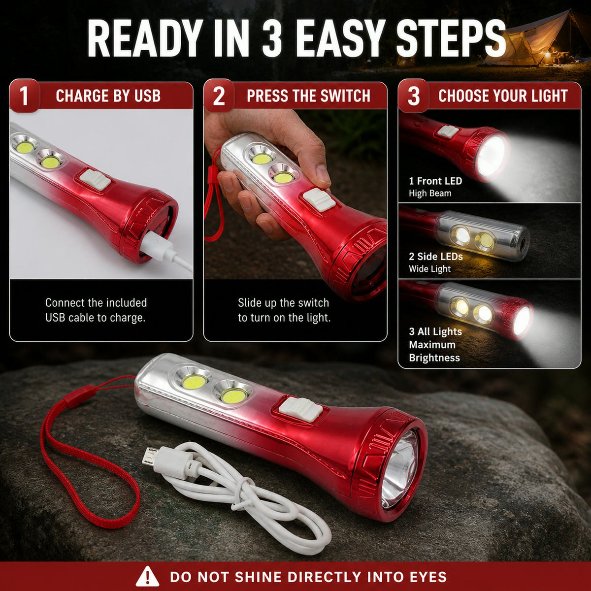 LED Torchlight – USB Rechargeable & Multi-functional – view 11