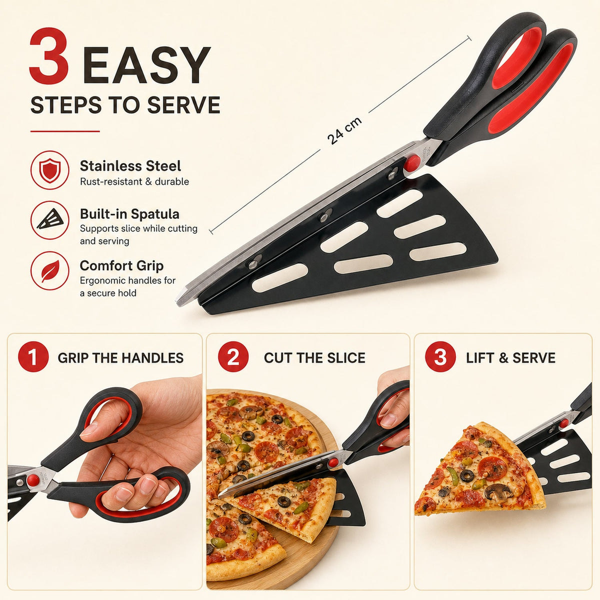 Pizza Cutter Scissors – Stainless Steel – view 10
