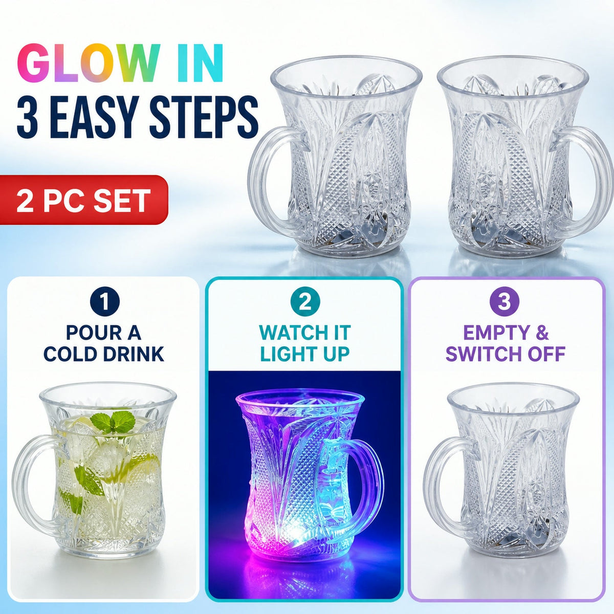 LED Party Cups – Flashing Water-Activated Glasses – view 7