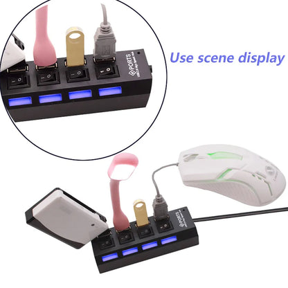 4 Port USB Hub – High-Speed 2.0 Splitter with Switches – view 6
