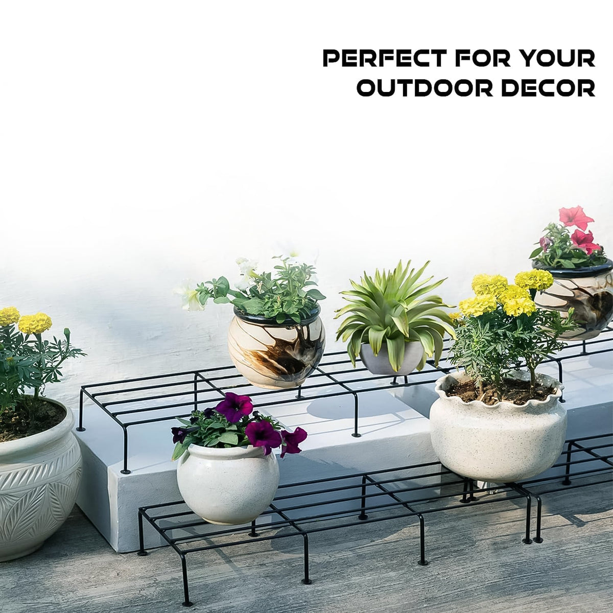 Metal Rectangle Flower Plant Stand – Durable 2 pc set – view 6