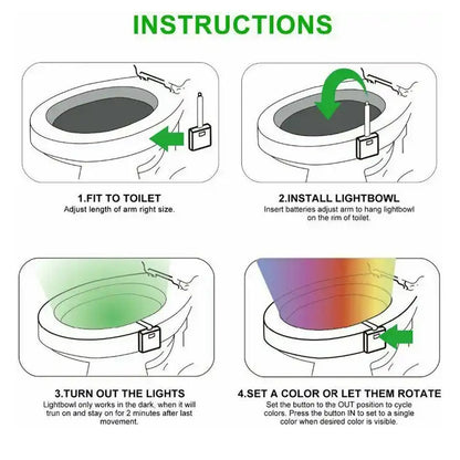 LED Toilet Bowl Light – Motion Sensor, 8 Colours – detail view