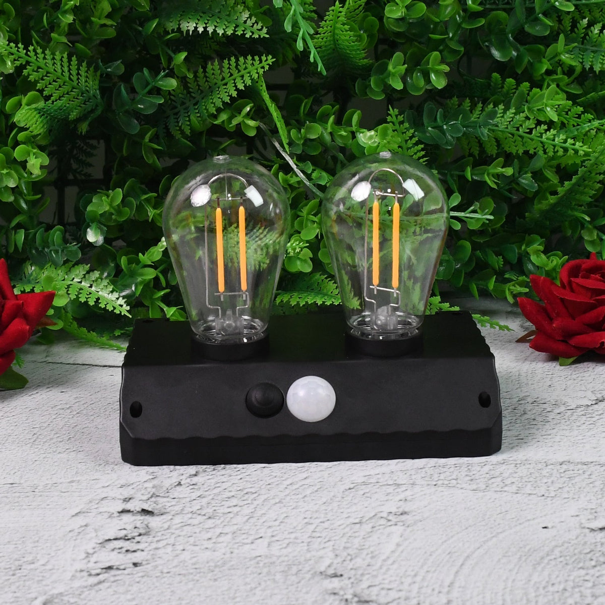 Solar LED Lamp – Double Bulb Outdoor Garden Light – alternate view