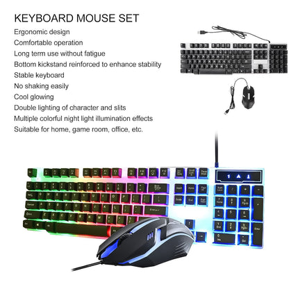 Colorful Backlit Keyboard Mouse set – Ergonomic Wired Combo – view 8