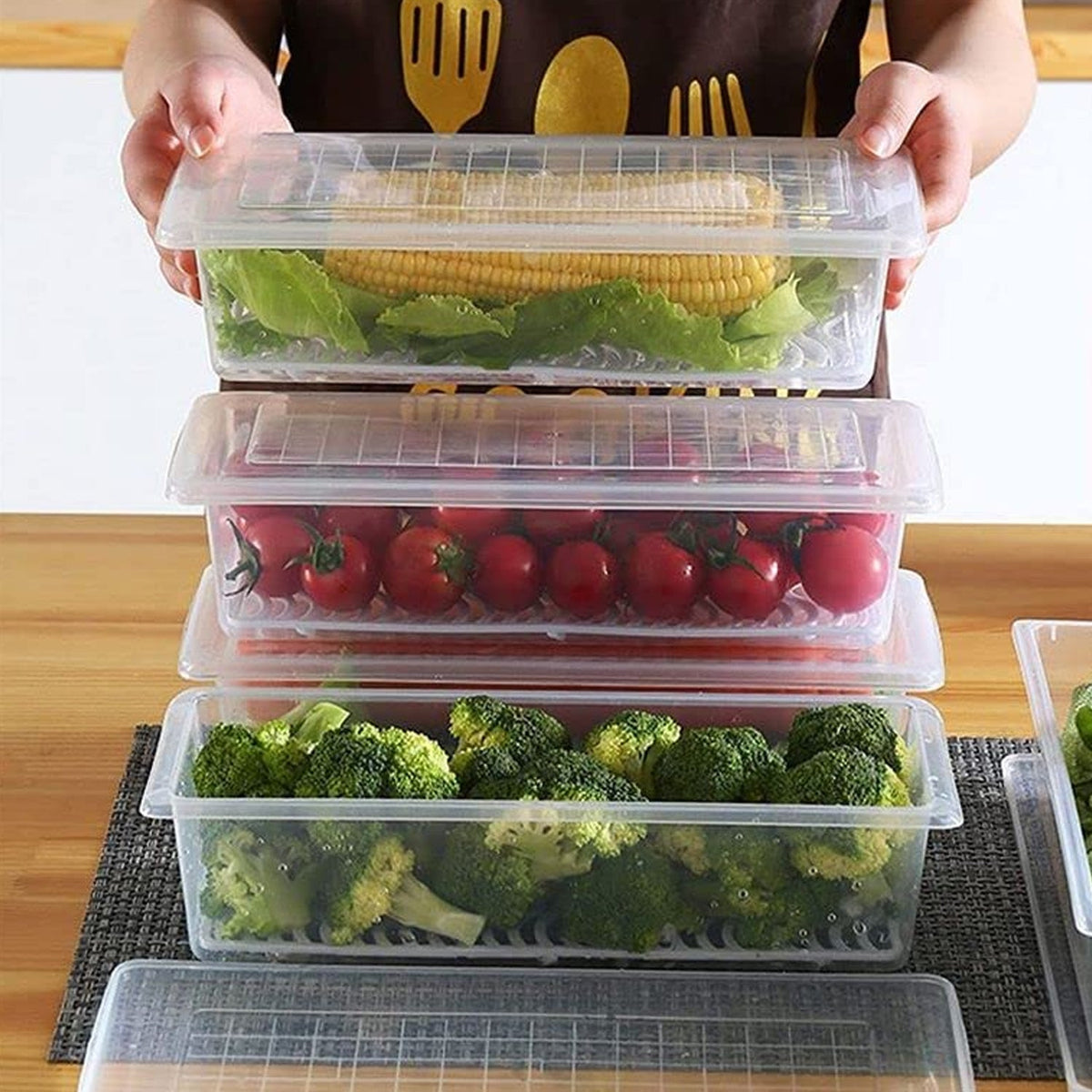 Freezer Storage Containers – 6-Pack 1500ML with Drain Plate