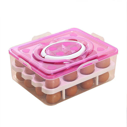 32-Grid Egg Tray with Lid & Handle – 2-Layer Egg Storage – detail view