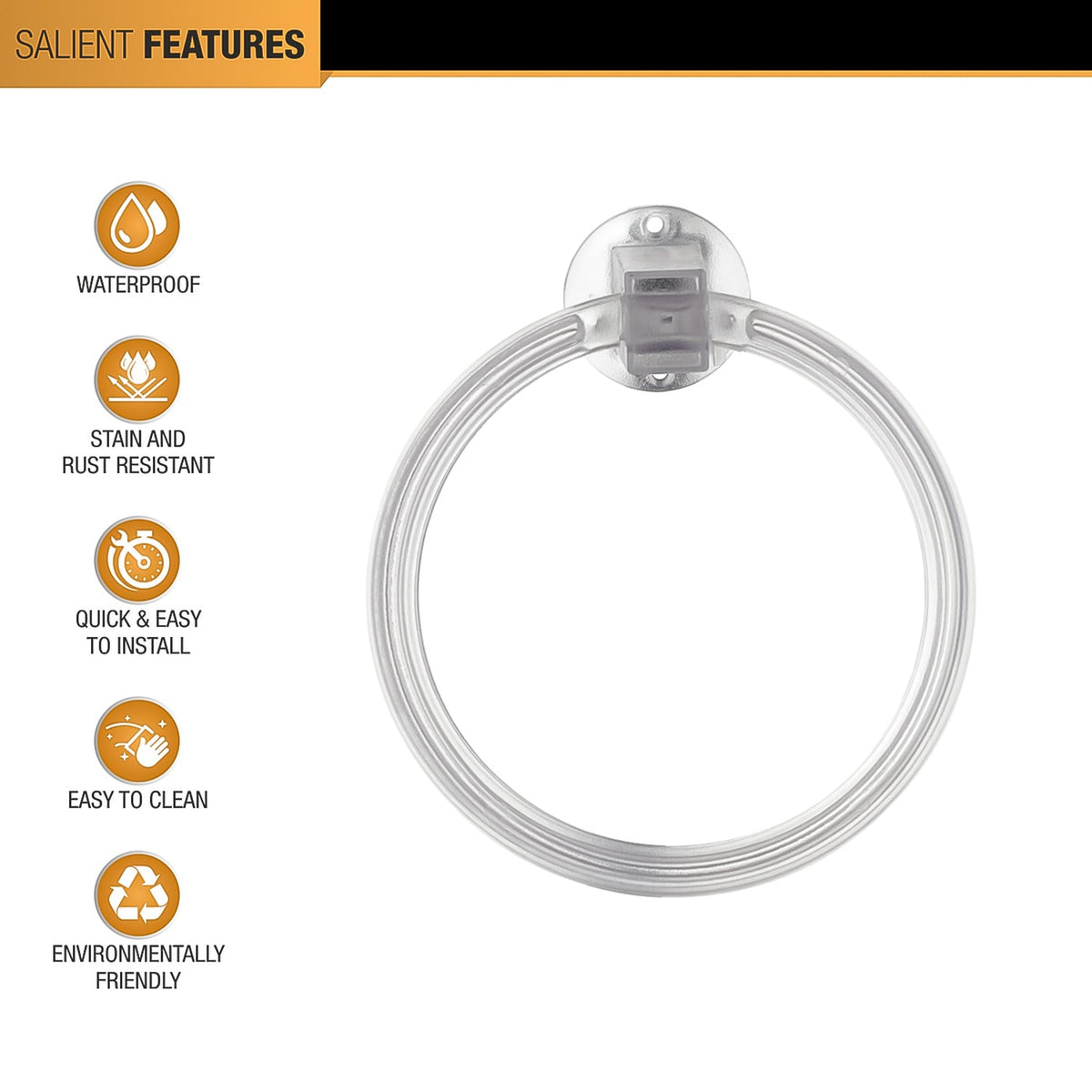 ABS Towel Ring – Unbreakable Wall Mounted Holder – view 6