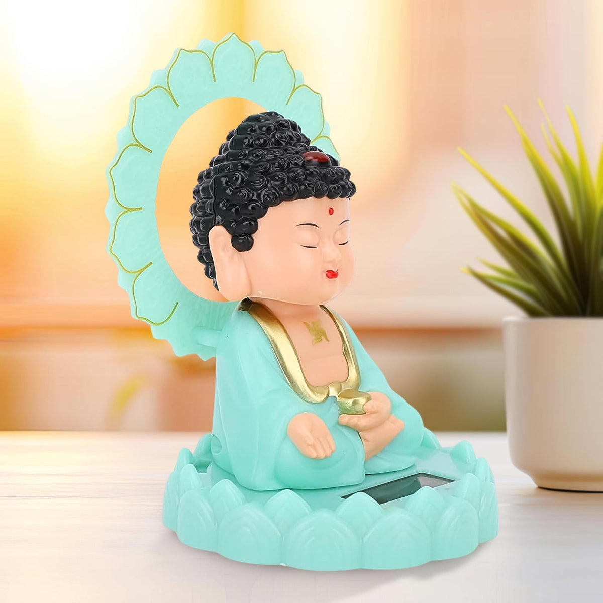 Solar Buddha Statue – Eco-Friendly Moving Head Decor – alternate view