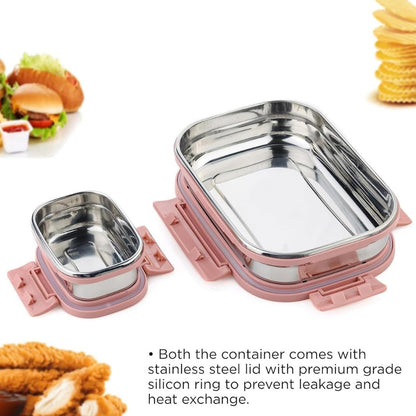Stainless Steel Lunch Box – Leak-Proof 2PC set – close-up