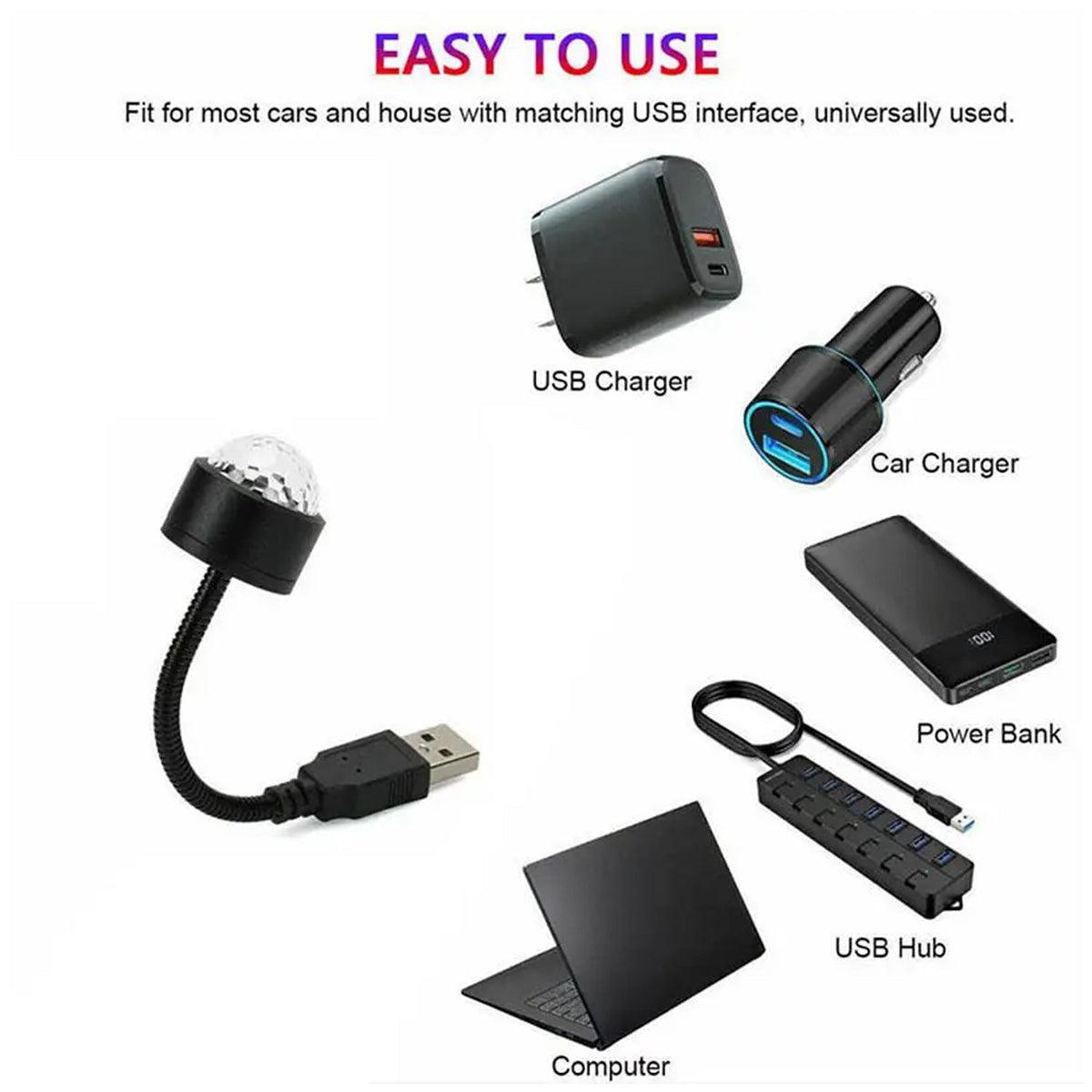 USB Star Projector – Dual Mode Disco Light for Car & Home – alternate view