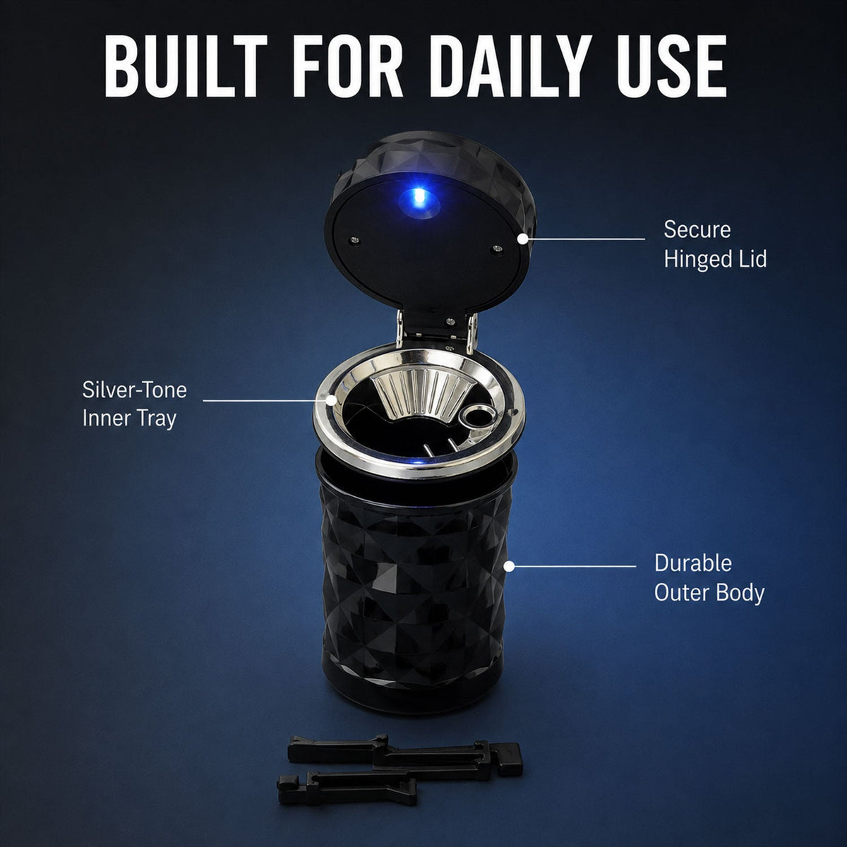 Car Cupholder Ashtray – LED Light, Lid & Portable Bin – view 8