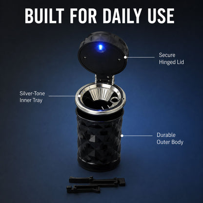 Car Cupholder Ashtray – LED Light, Lid & Portable Bin – view 8