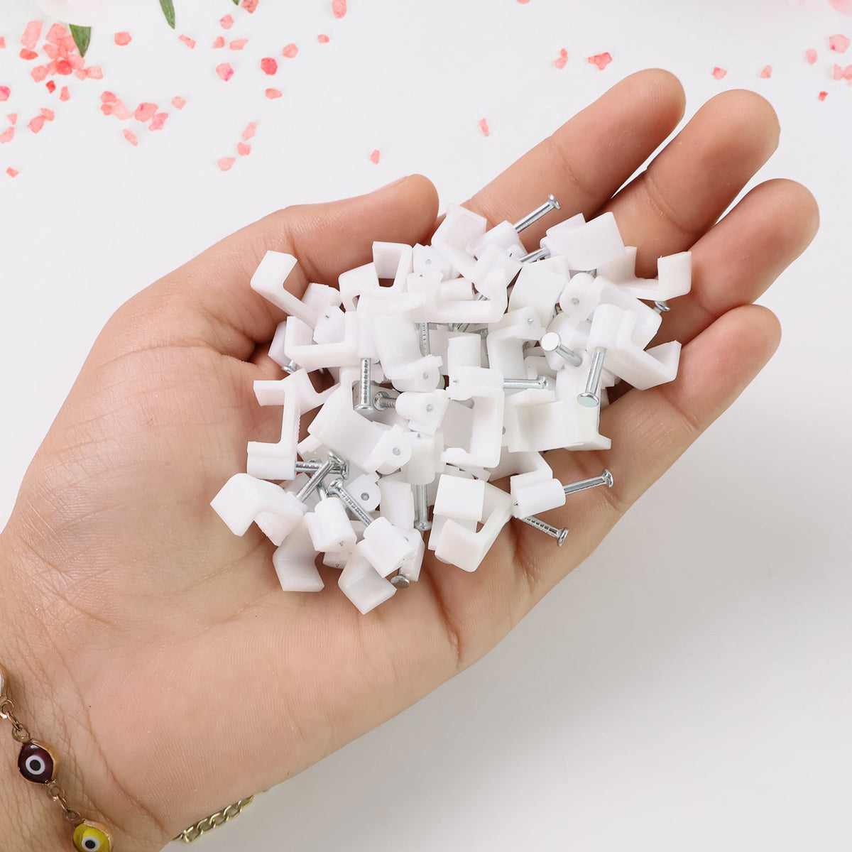 8mm Nail Cable Clips set – Durable Plastic Wire Holders – alternate view