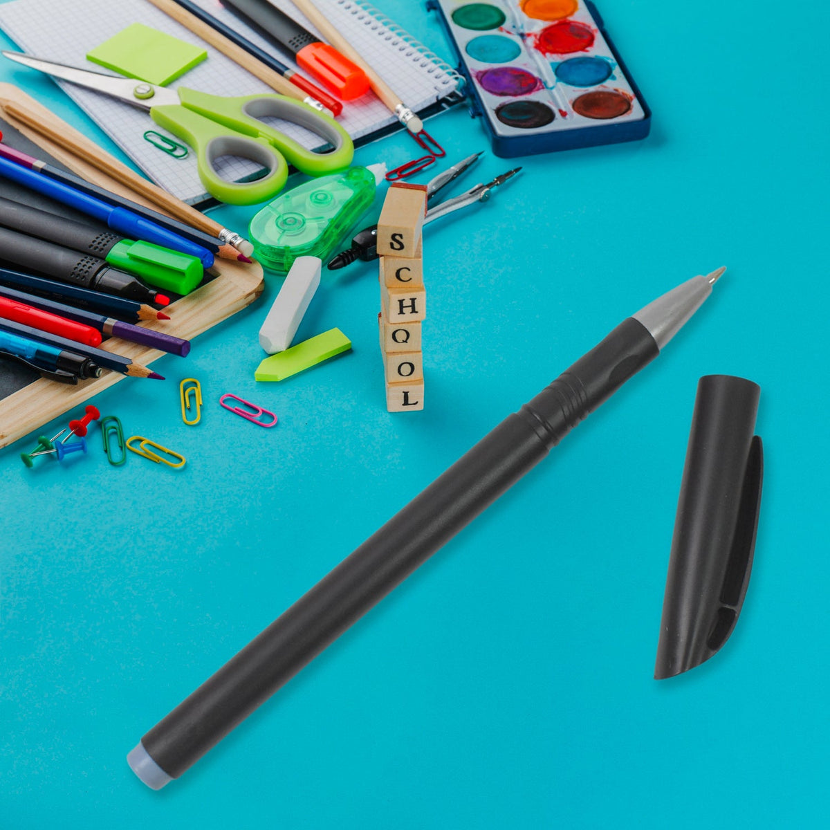 Black Gel Pen set for Kids & School – Smooth Writing, 8 pcs – close-up