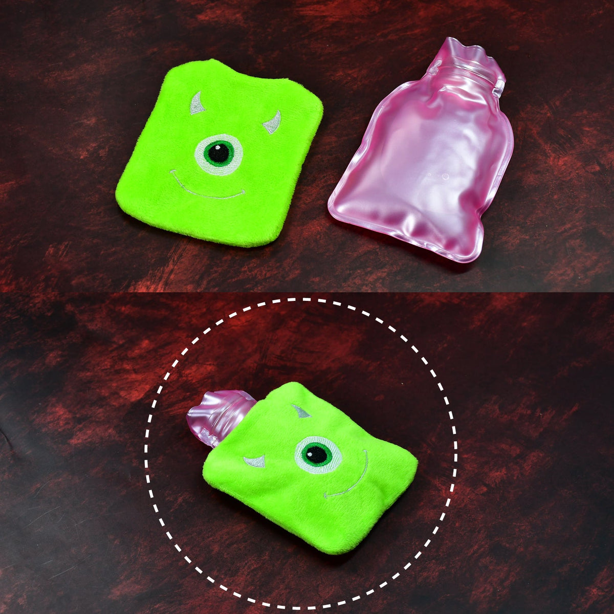 Hot Water Bag – Monster Print for Pain Relief & Warmth – close-up