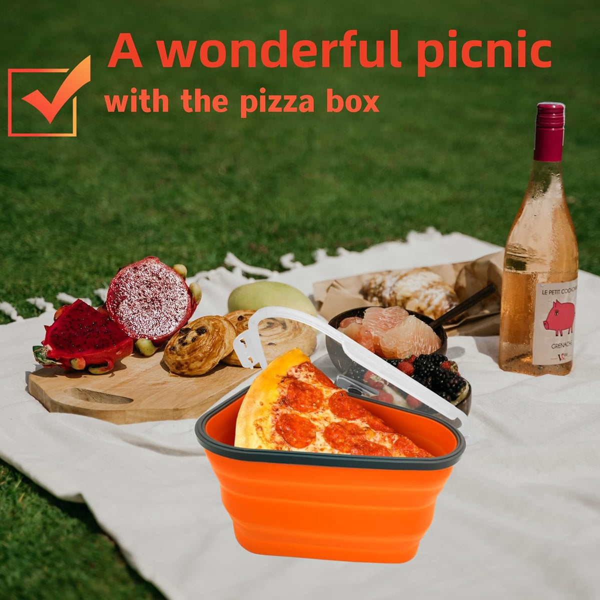 Pizza Storage Container – Expandable Silicone Box – detail view