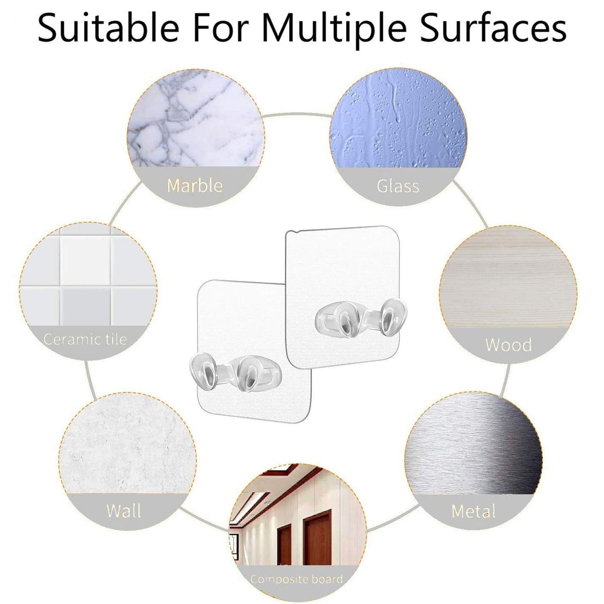Self-Adhesive Wall Hook – Strong, Transparent & Removable – close-up