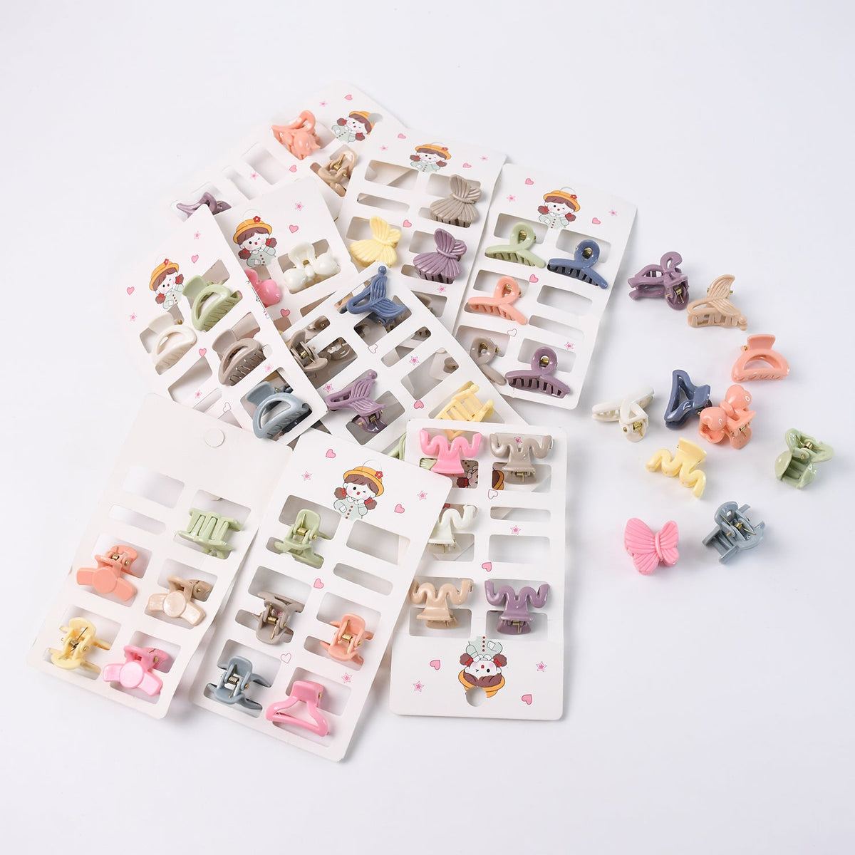 Kids Hair Clips – Multicolour Butterfly Mini Claw set – alternate view