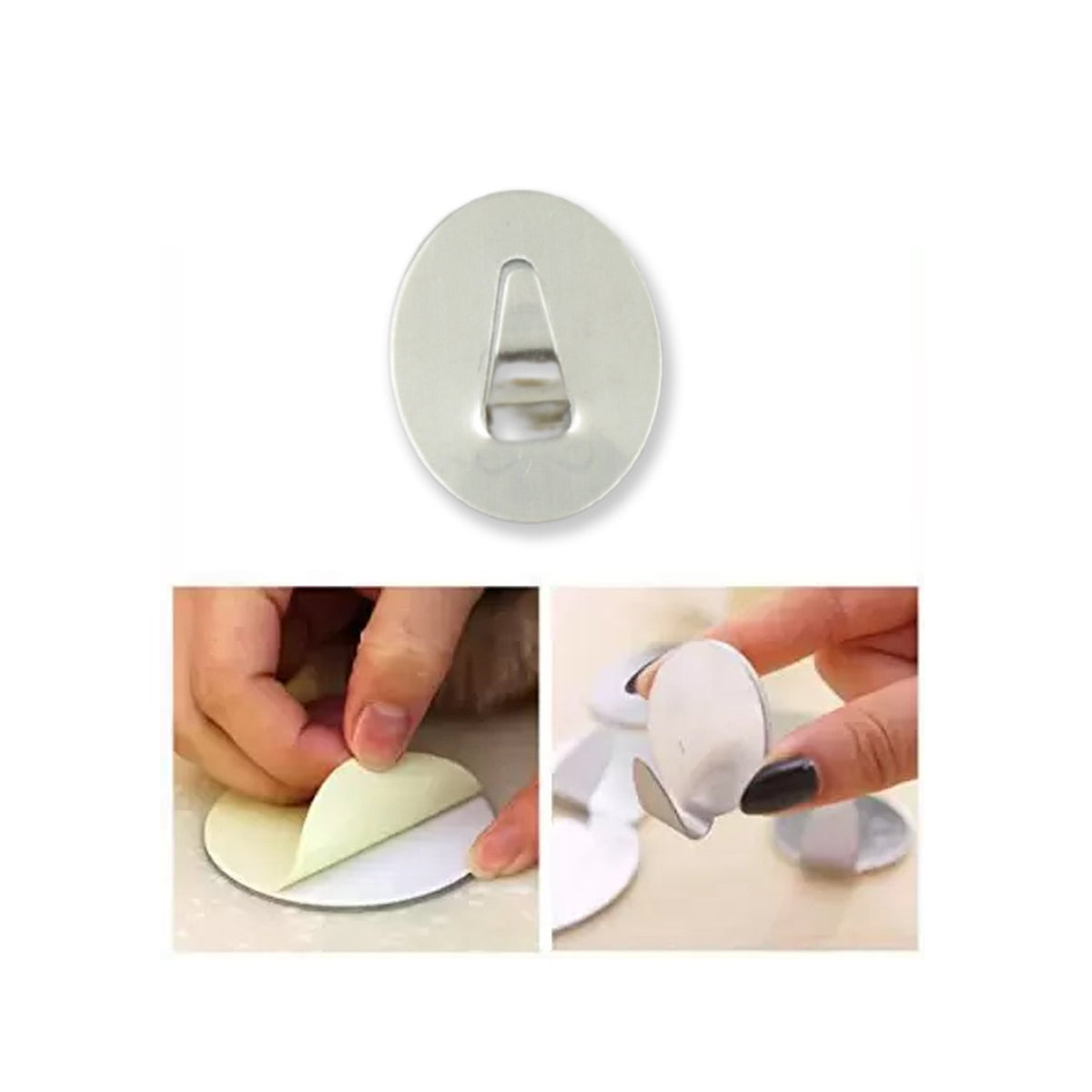 Stainless Steel Wall Hooks – 36 pc Self-Adhesive – detail view