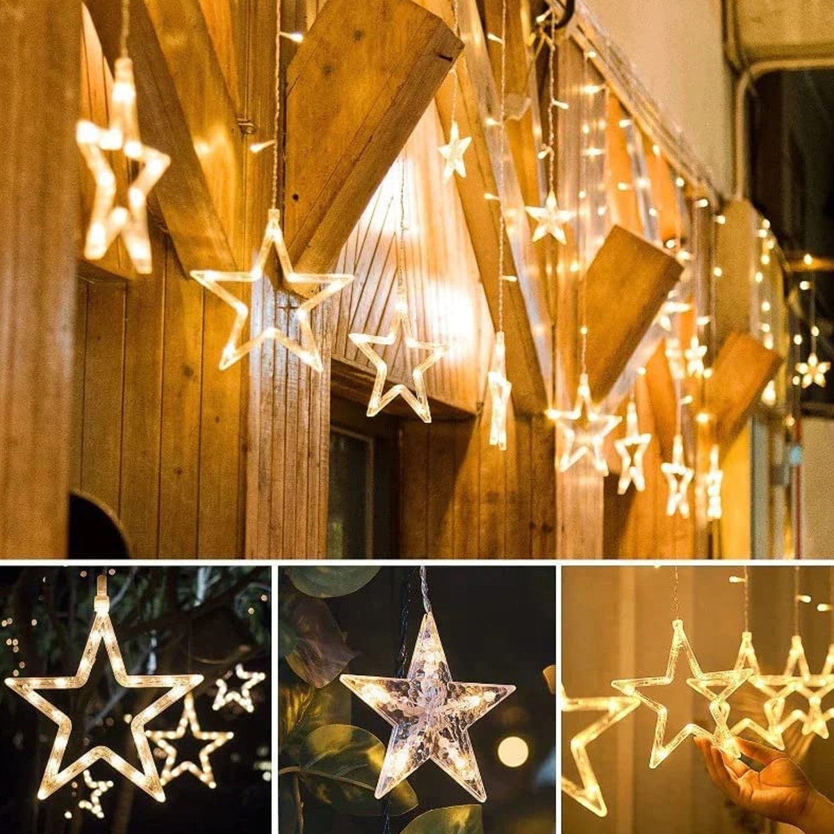 Star Curtain Lights – 12 LED Stars, 8 Flashing Modes – alternate view