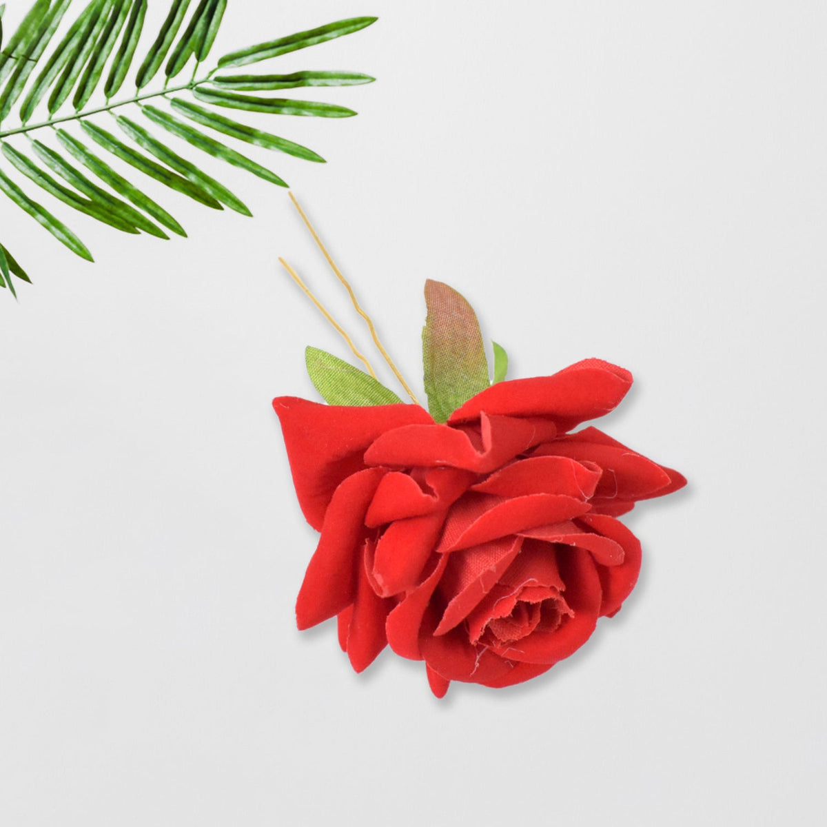 Red Rose Hair Clip – 12 pc Bridal Flower Pins for Women – view 7