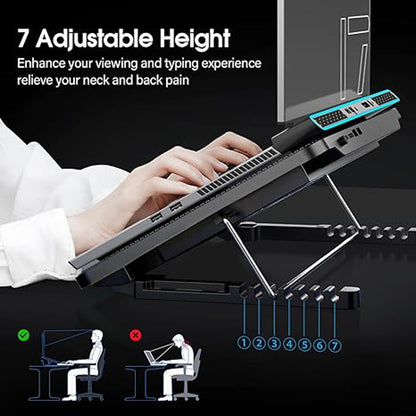 Laptop Cooling Pad – Dual Quiet LED Fans & Adjustable Stand